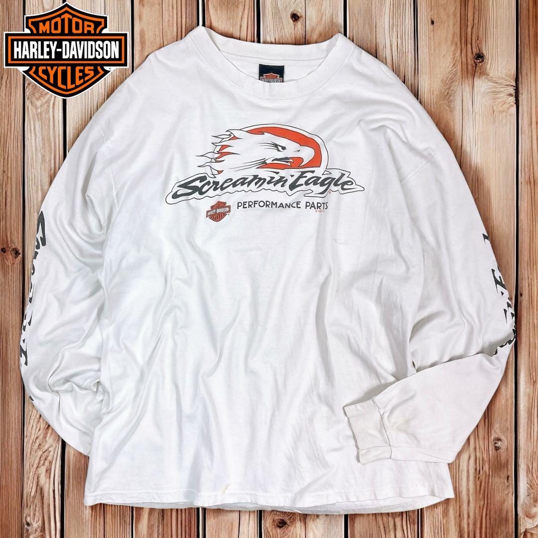 10M297◯ 90s HARLEY DAVIDSON ロンT XLXL LL Harley-Davidson