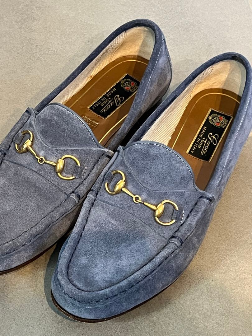 箱付き】GUCCI グッチ ホースビット ローファー サイズ38ブルー 箱付き】GUCCI グッチ ホースビット ローファー サイズ38ブルー