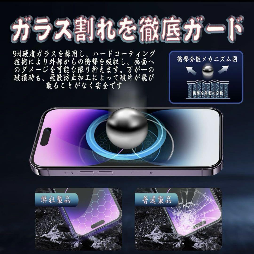 iPhone 14 Pro ガラスフィルム 全面保護 2枚セット 6.1インチ