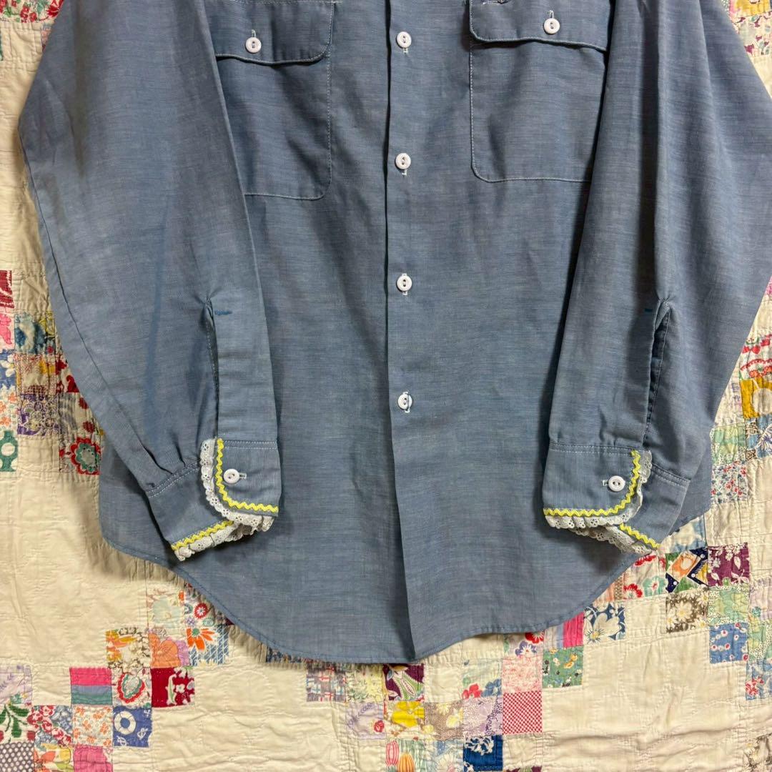 70s vintage BIG MAC 刺繍 シャンブレーシャツ パッチワーク