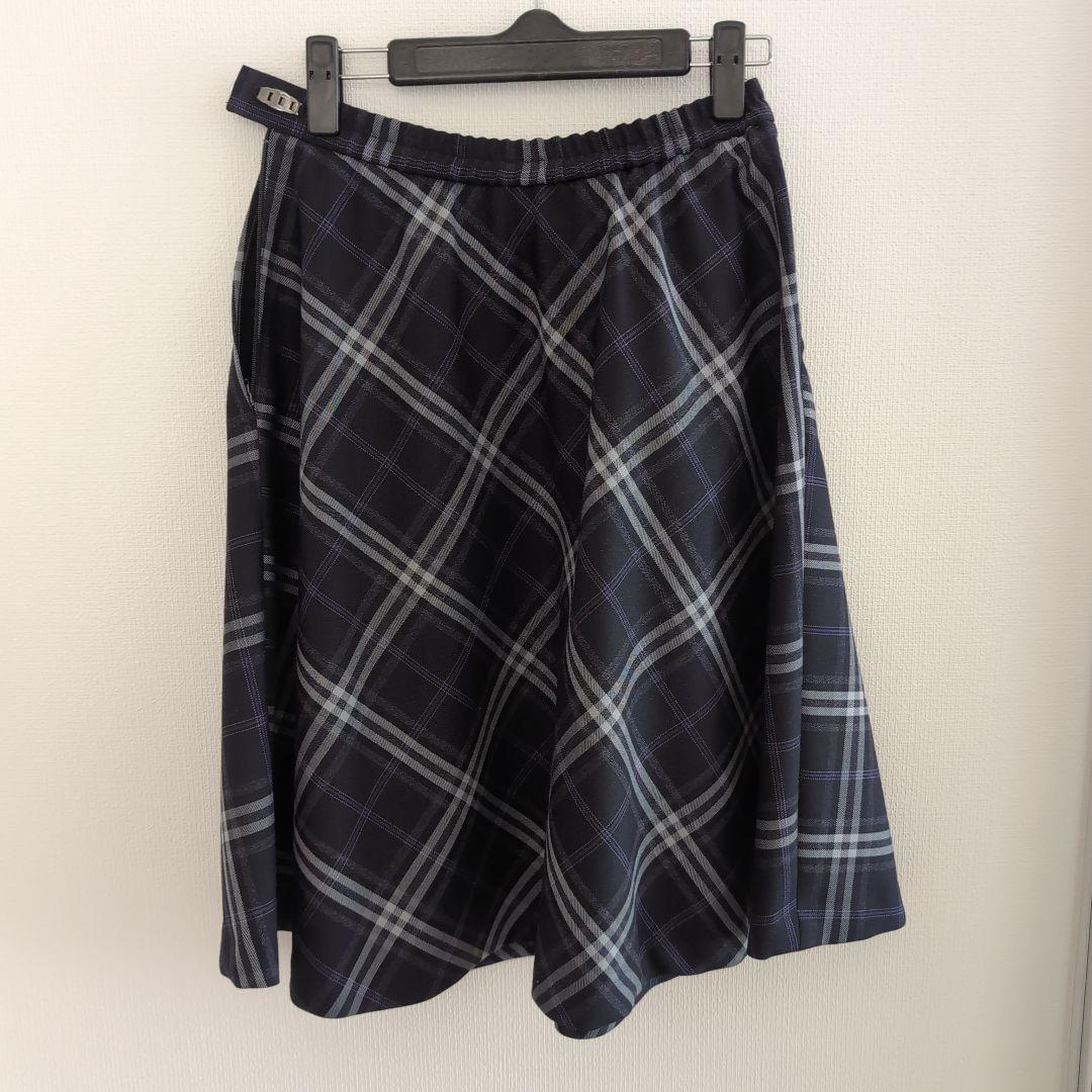 カンコー学生服　ネイビー グレー チェック フレアスカート