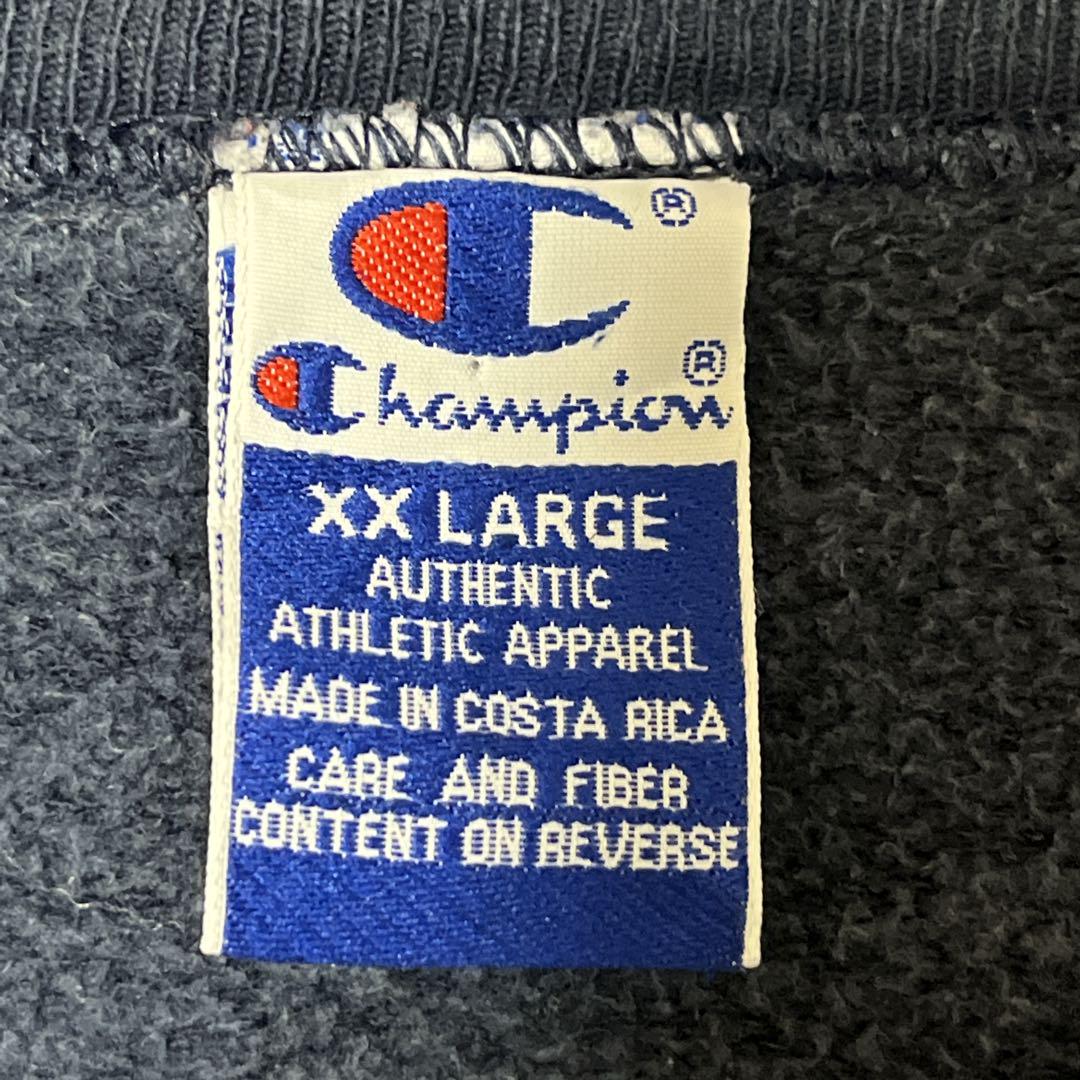 90s チャンピオン スウェット青タグ 2XL ワンポイント 刺繍ロゴ 4804