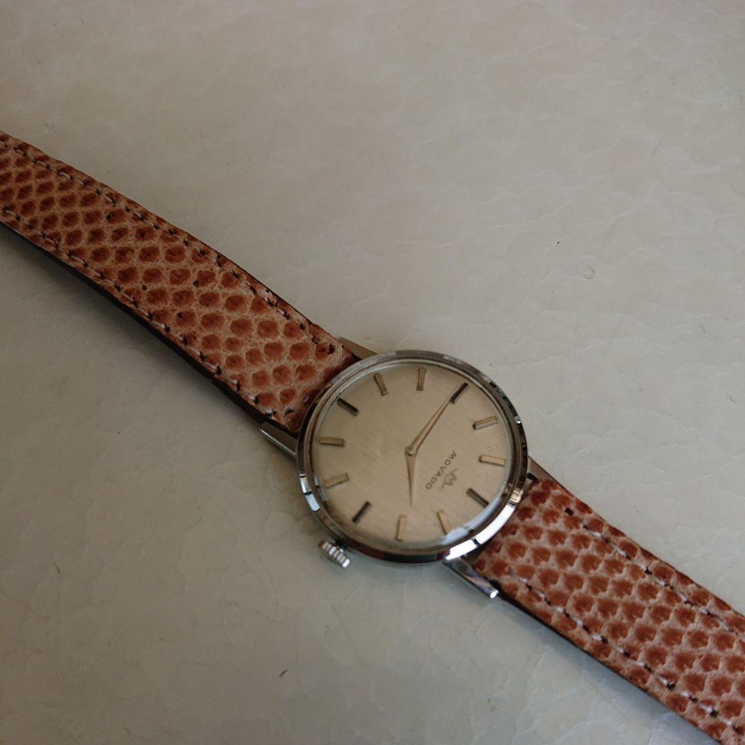 MOVADO レディース 手巻き シルバー リザードベルト ベージュ 貴重