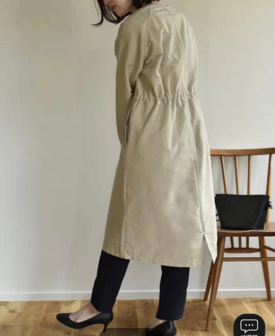 OURHOME アワーホーム　頼れるノーカラーコート 撥水加工　ロング　洗濯可