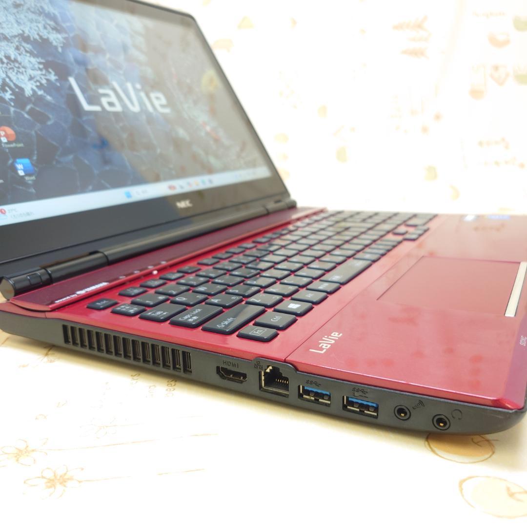 Windows11 オフィス付き 新品SSD i7 赤ノートパソコン 初期設定済