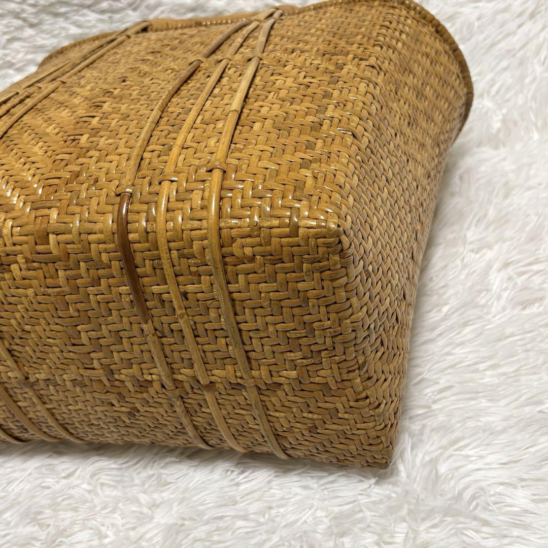 美品☆昭和レトロ 竹籠バッグ マルシェバッグ 竹編みカゴ - メルカリ