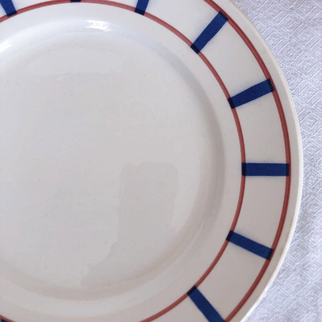 美品　ムーランデルー バスク柄平皿/ディナープレートC フランスアンティーク食器