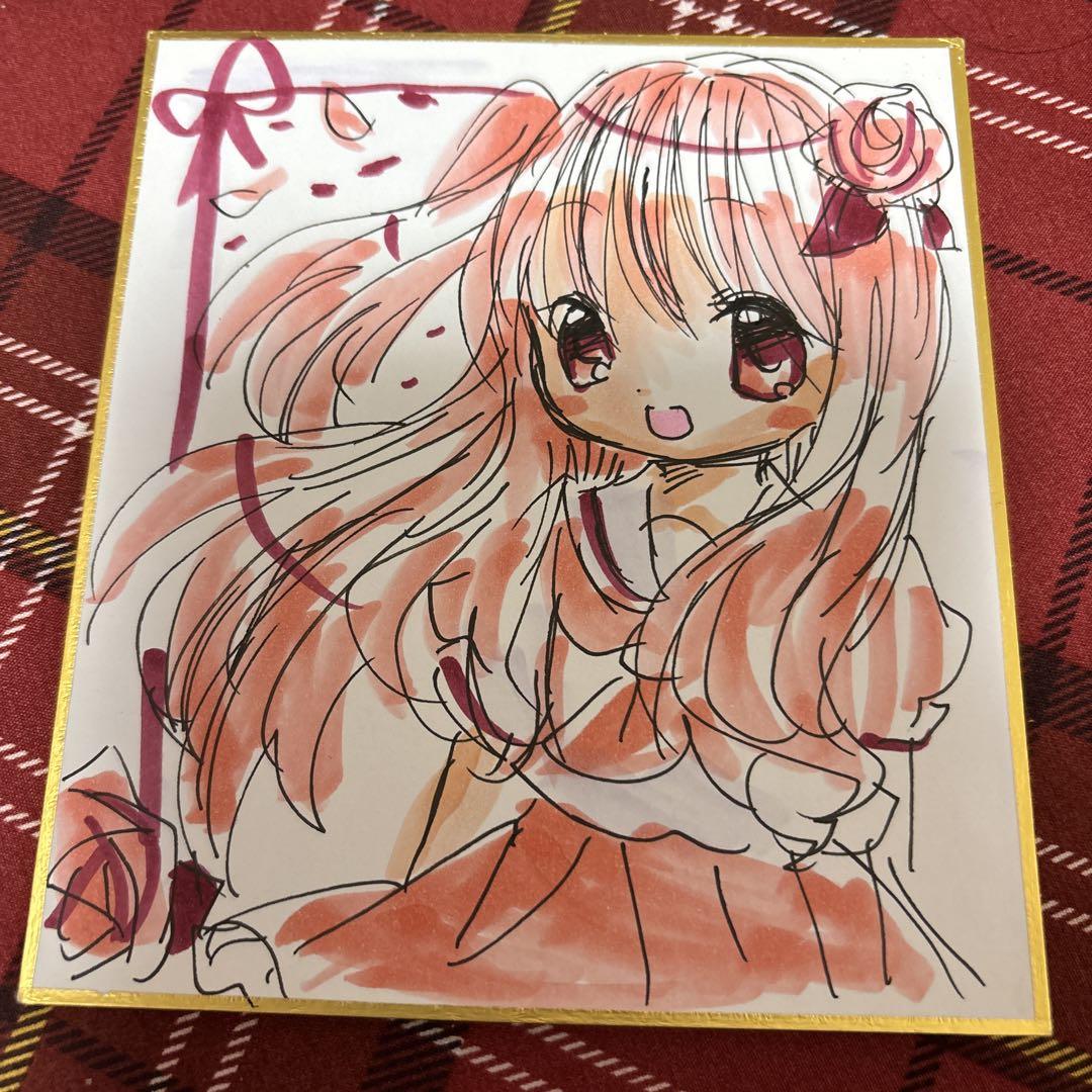 手描きイラスト　少色紙 新作手描きイラスト。小色紙。女の子 - メルカリ