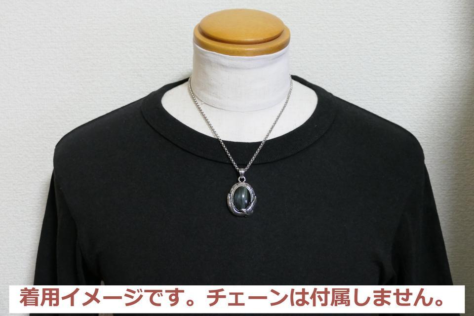極美品　SAAD　サード　ブルータイガーアイ　イーグル　フェザー　ネックレス