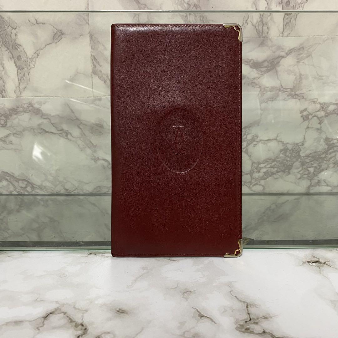 美品 Cartier カルティエ 長財布 ワインレッド マストライン 札入れ