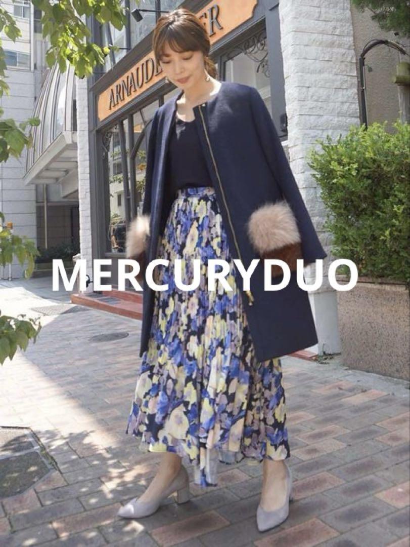 ❤️美品❤️マーキュリードゥオ フラワープリント ロングプリーツスカート