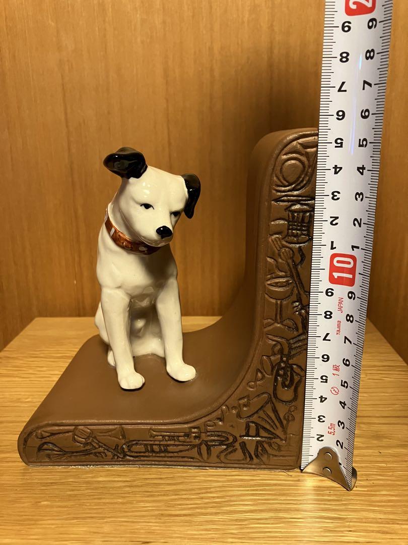 ビクター犬　ニッパー君　ペア陶器製ブックエンド【美品　希少価値】