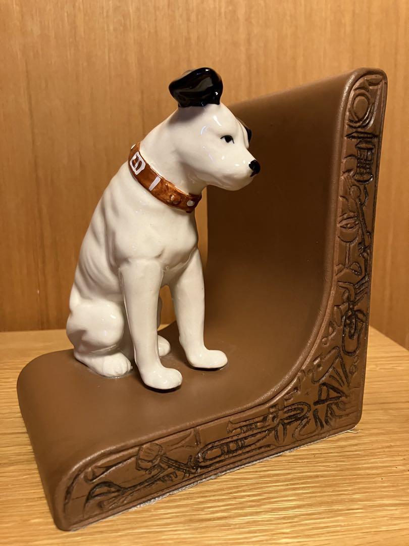 ビクター犬　ニッパー君　ペア陶器製ブックエンド【美品　希少価値】