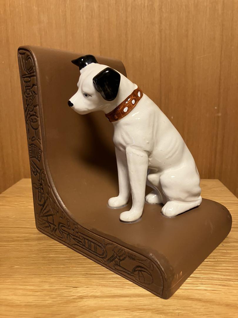 ビクター犬　ニッパー君　ペア陶器製ブックエンド【美品　希少価値】