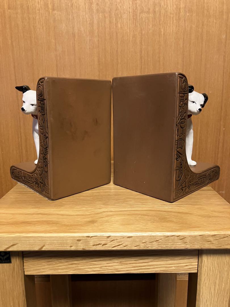ビクター犬　ニッパー君　ペア陶器製ブックエンド【美品　希少価値】