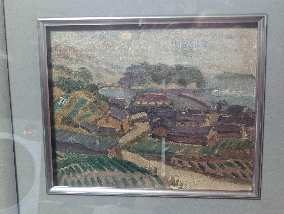 油彩画、4号、幅47x42センチ、風景画、木村盤男作、