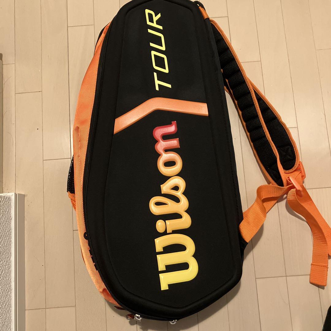 ウィルソン ツアーモルテッド2.0 ラケットバッグ テニスバッグ 黒 橙色-