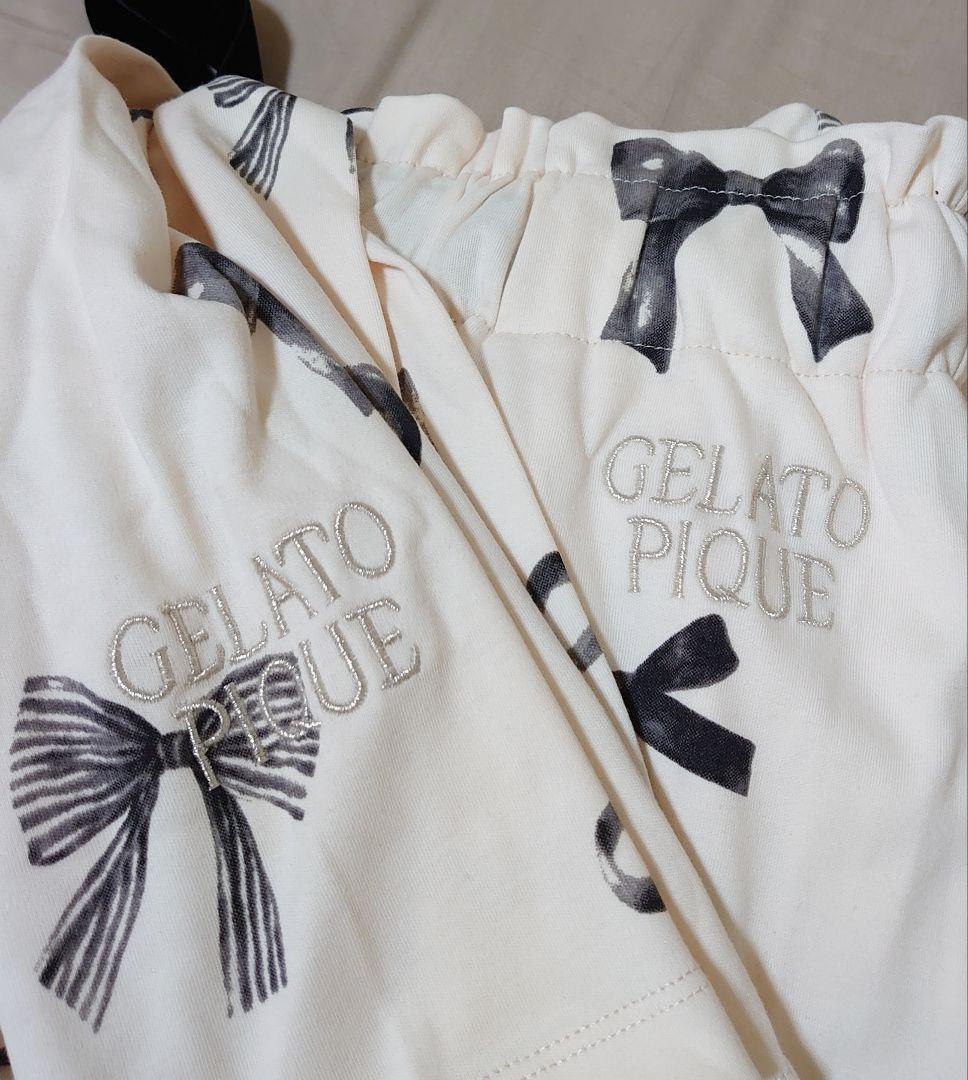 新品☆リボン柄プルオーバー&ロングパンツ セット オフホワイ