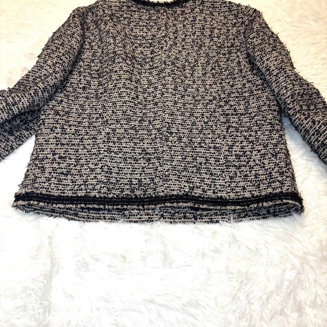 【美品】23区 LINTON製 ツイード ノーカラー ジャケット 20周年 限定