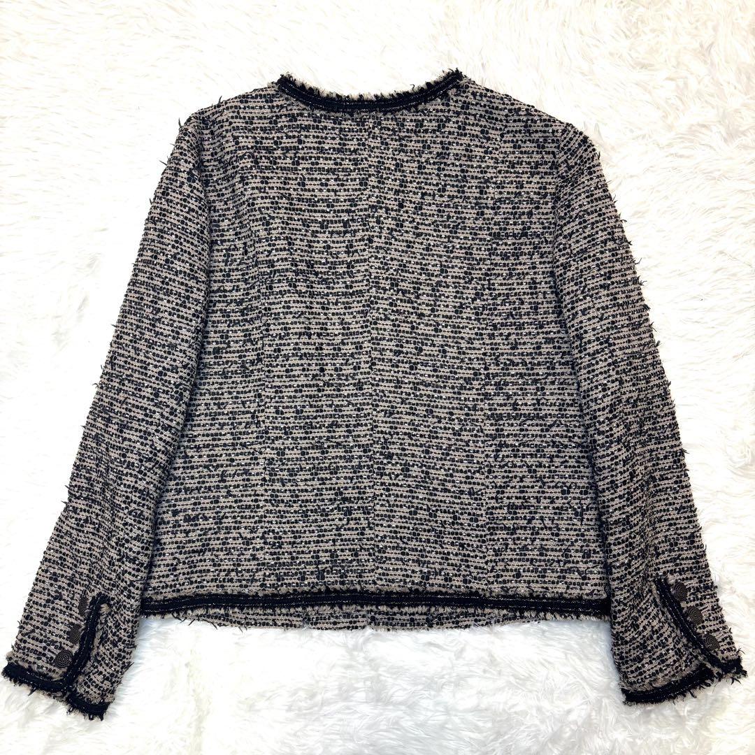 【美品】23区 LINTON製 ツイード ノーカラー ジャケット 20周年 限定