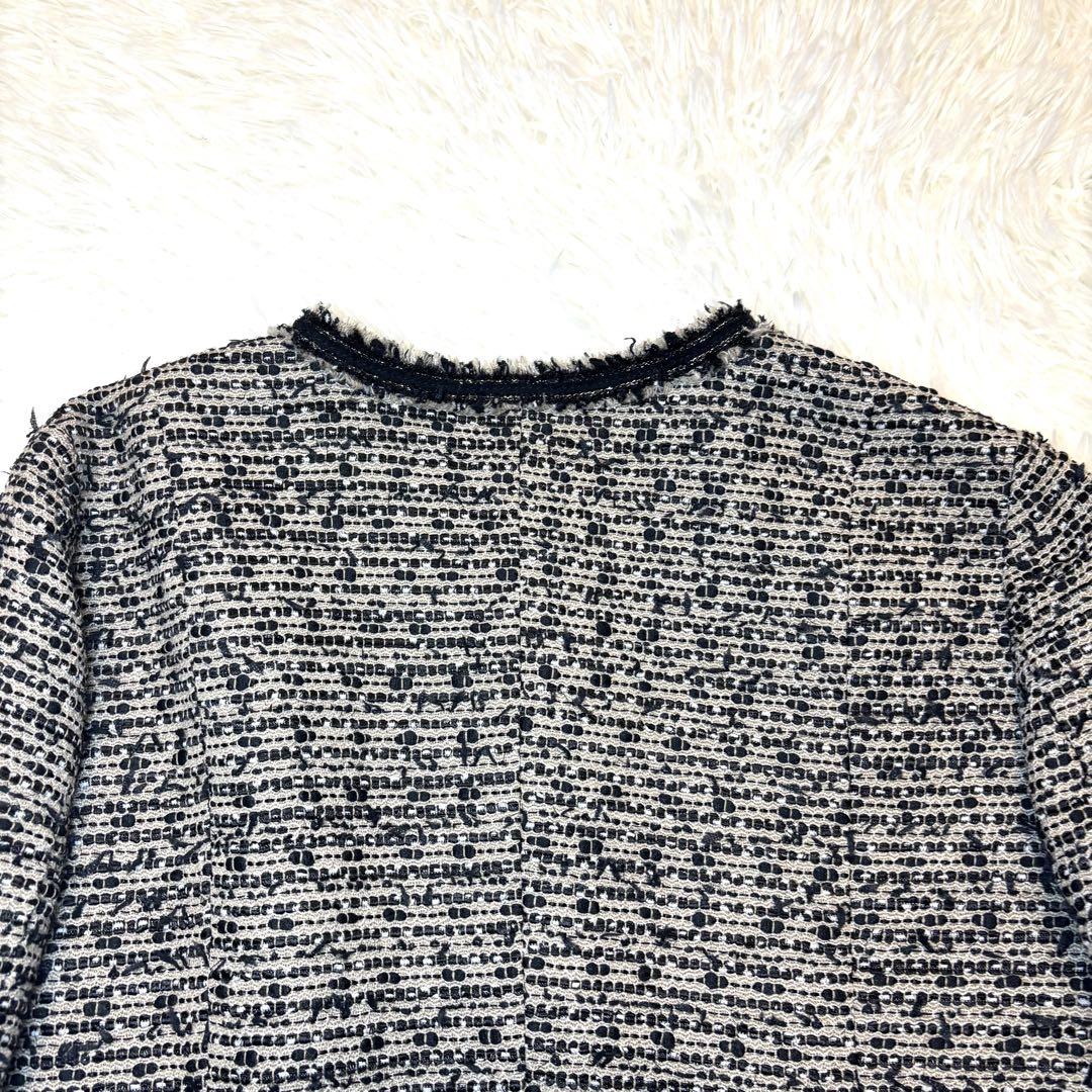 【美品】23区 LINTON製 ツイード ノーカラー ジャケット 20周年 限定