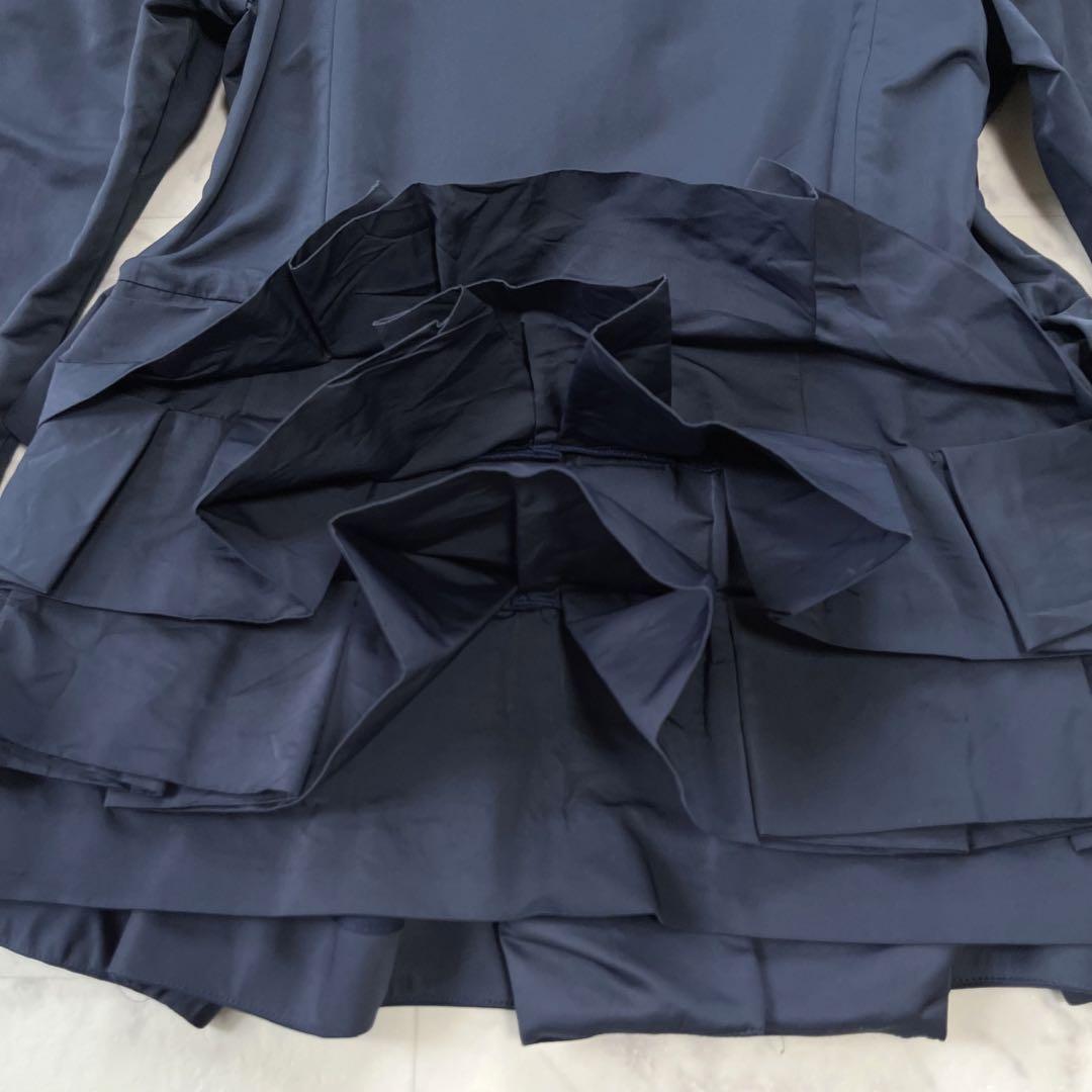 美品✨MARNI 変形フリルジャケット ネイビー 42 ノーカラー ペプラム