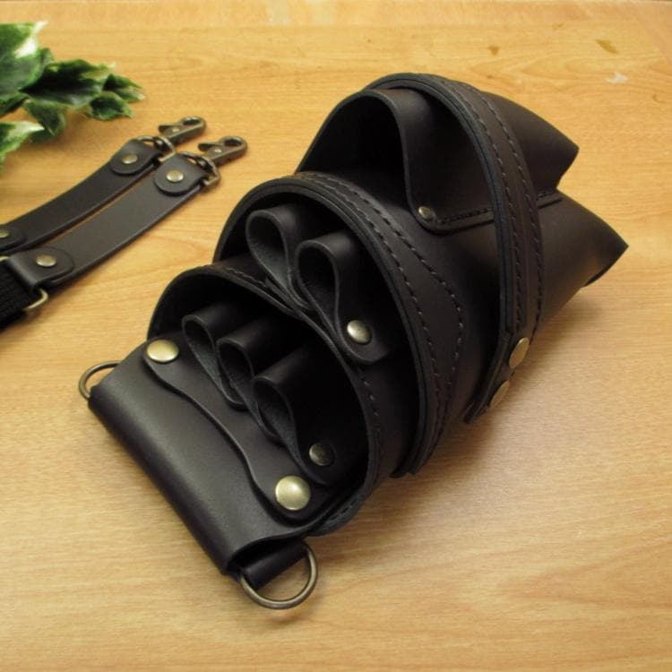 オールブラック　５丁差し(バリカン用ポケット付き)　本革　SCA-141/CKA