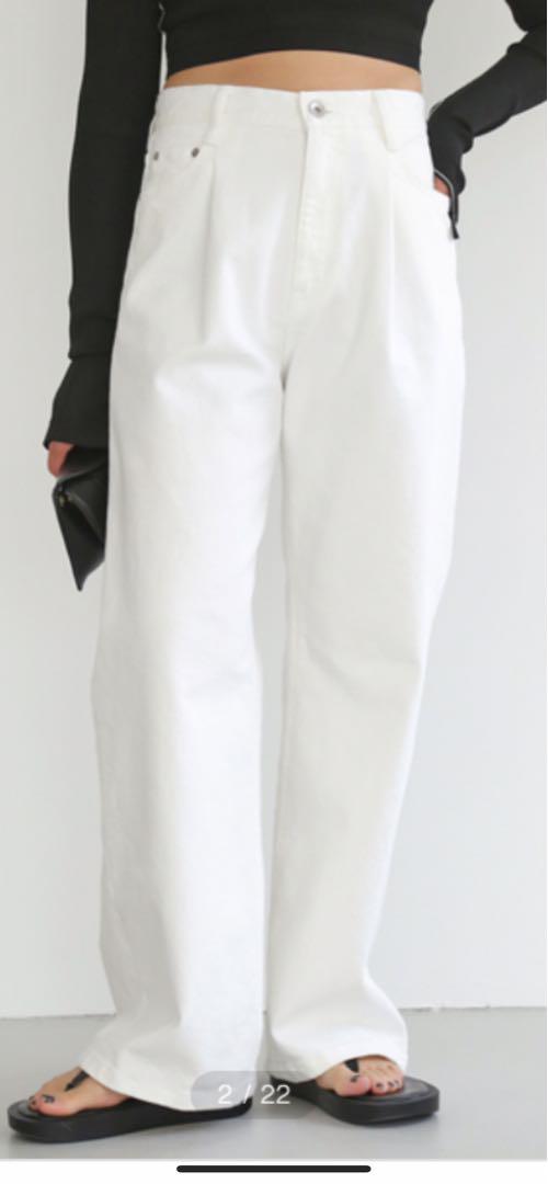 ほぼ新品☆ Deuxieme Classeホワイト タックバギーデニム38