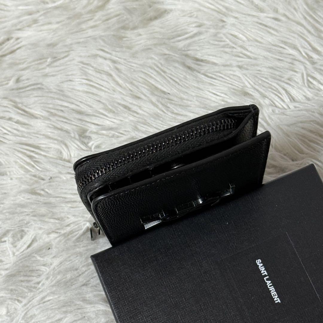 ⭐️未使用級⭐️　サンローラン　YSL カサンドラ　二つ折り財布　ブラック