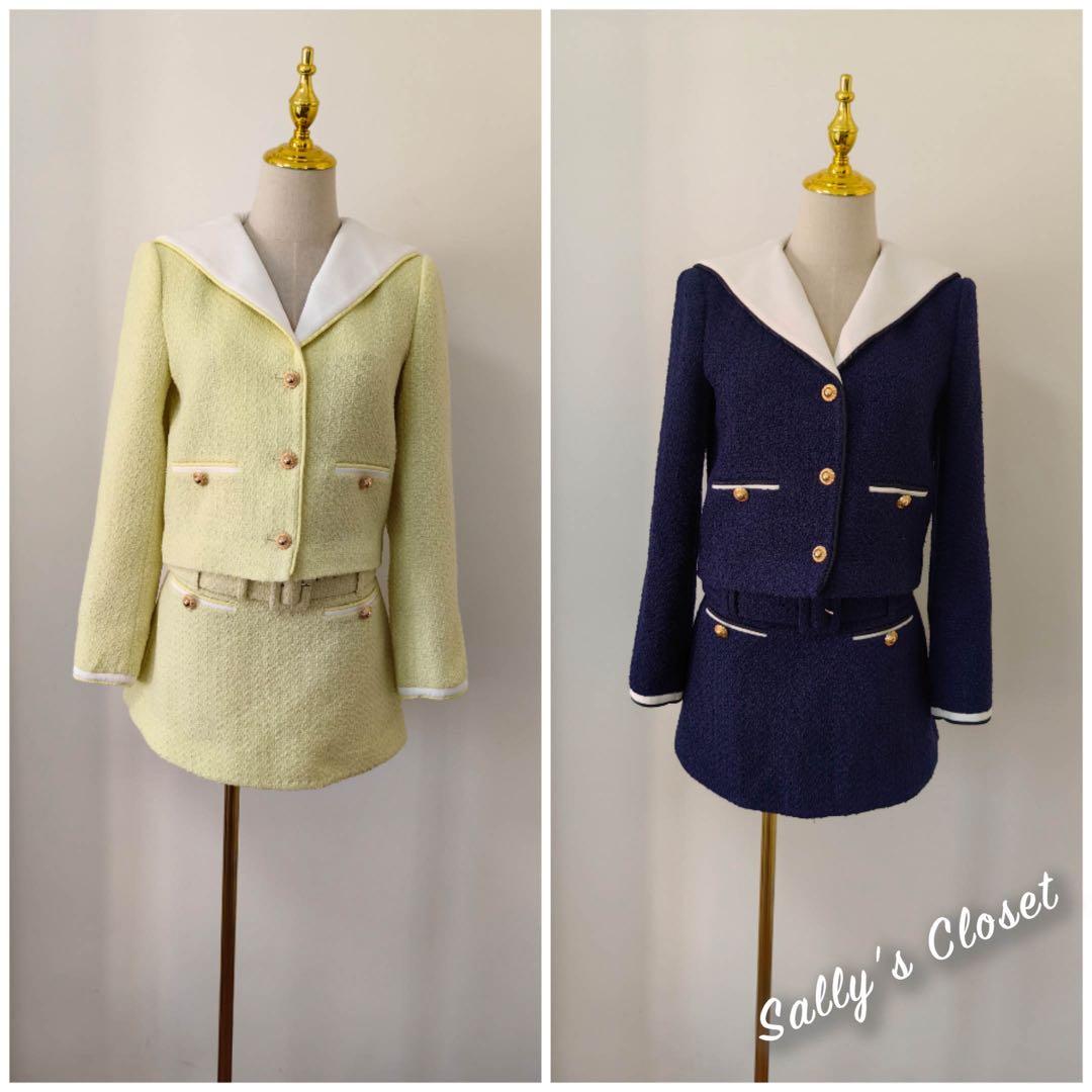 ❤️25秋新作 新品♡ SelfPortrait青ツイードスカートセット♡　F27