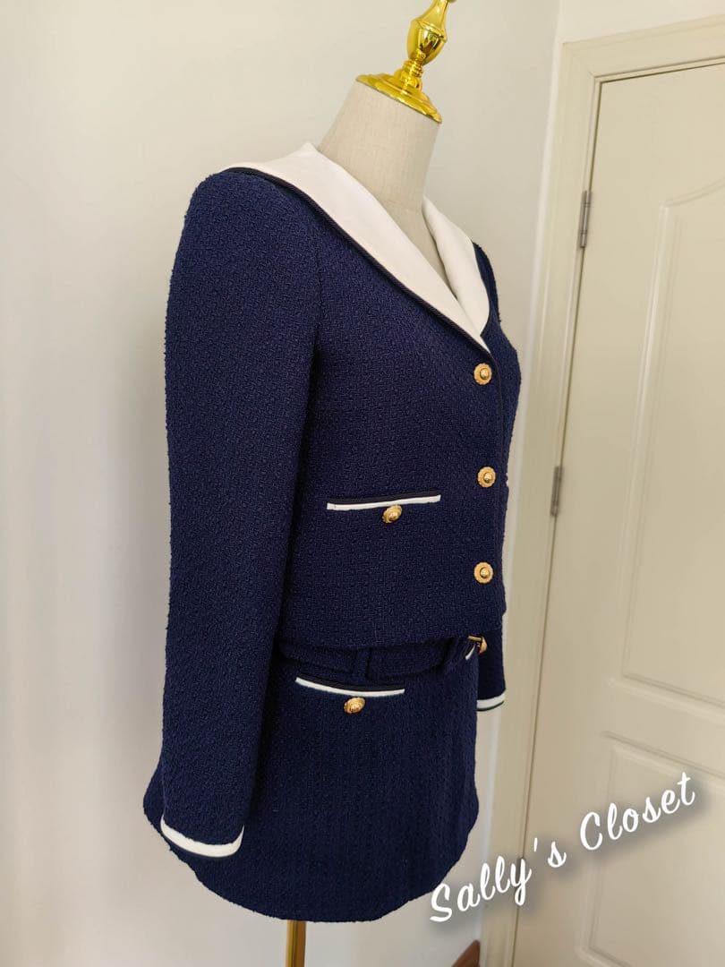 ❤️25秋新作 新品♡ SelfPortrait青ツイードスカートセット♡　F27