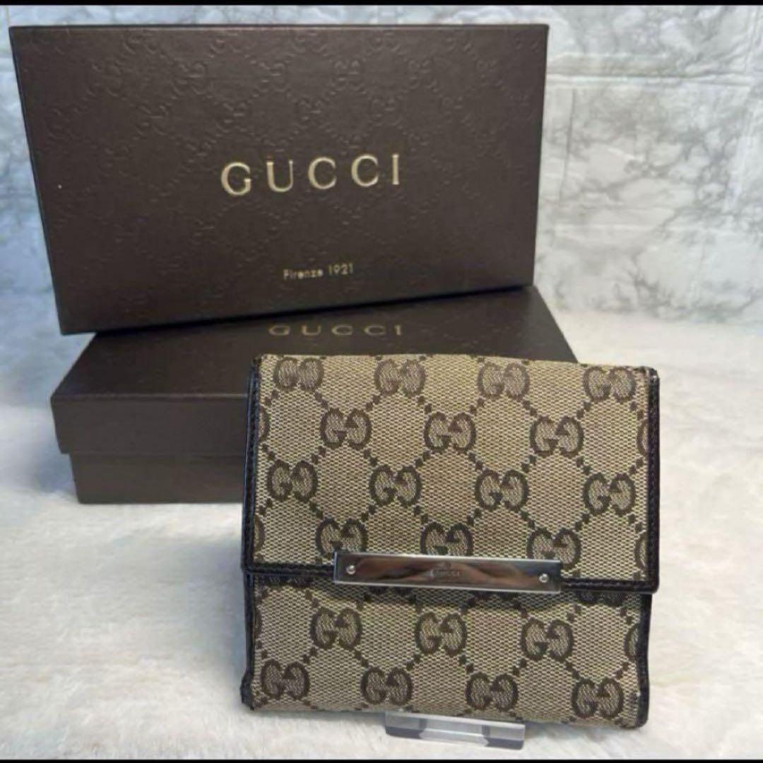 箱付 GUCCI 二つ折り長財布 GGキャンパス GGキャンバス グッチ 財布 GUCCI 二つ折り長財布 メンズ