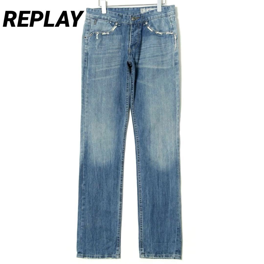 REPLAY リプレイ 装飾 デニムパンツ ウォッシュ加工 ジーンズ Y2K