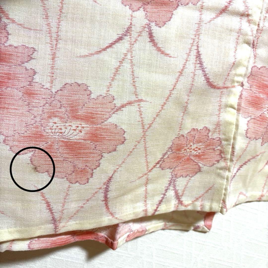 洗える着物】 単衣 バチ衿 草花模様 絣模様 身丈約147.5cm 対丈