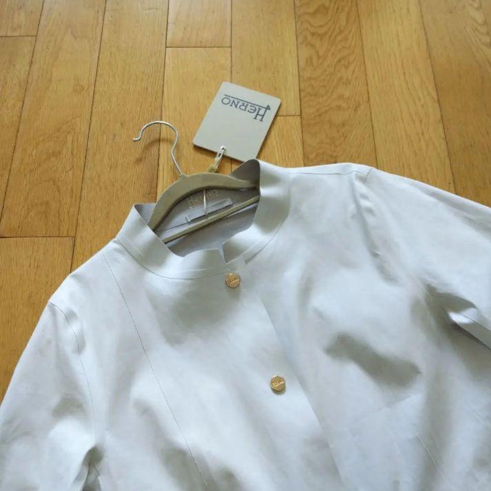 新品＊HERNO＊リバーシブルスプリングコート・白×グレー・L＊ 新品＊HERNO＊リバーシブルスプリングコート・白×グレー・L