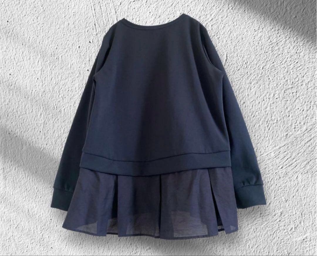 大きいサイズ!レリアンプラスハウス 長袖カットソー ネイビー 重ね着デザイン 大きいサイズ!レリアンプラスハウス 長袖カットソー ネイビー 重ね着デザイン