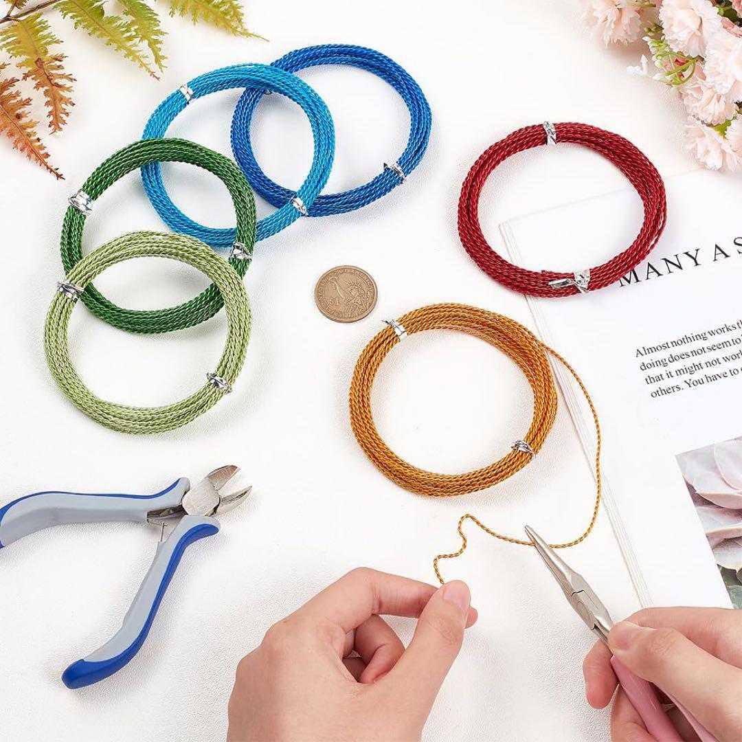 アルミワイヤー アルミ線 ツイスト形 カラフル 6色 アクセサリーワイヤー アルミワイヤー アルミ線 ツイスト形 カラフル 6色 アクセサリーワイヤー