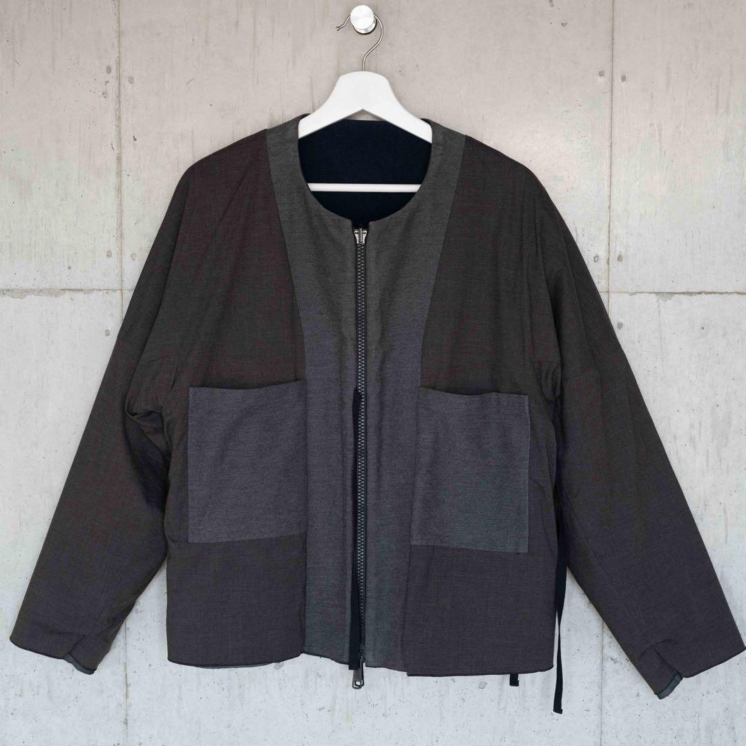 SUNSEA 12AW レザーメルトンジャケット ブルゾン 異素材切替 L 黒