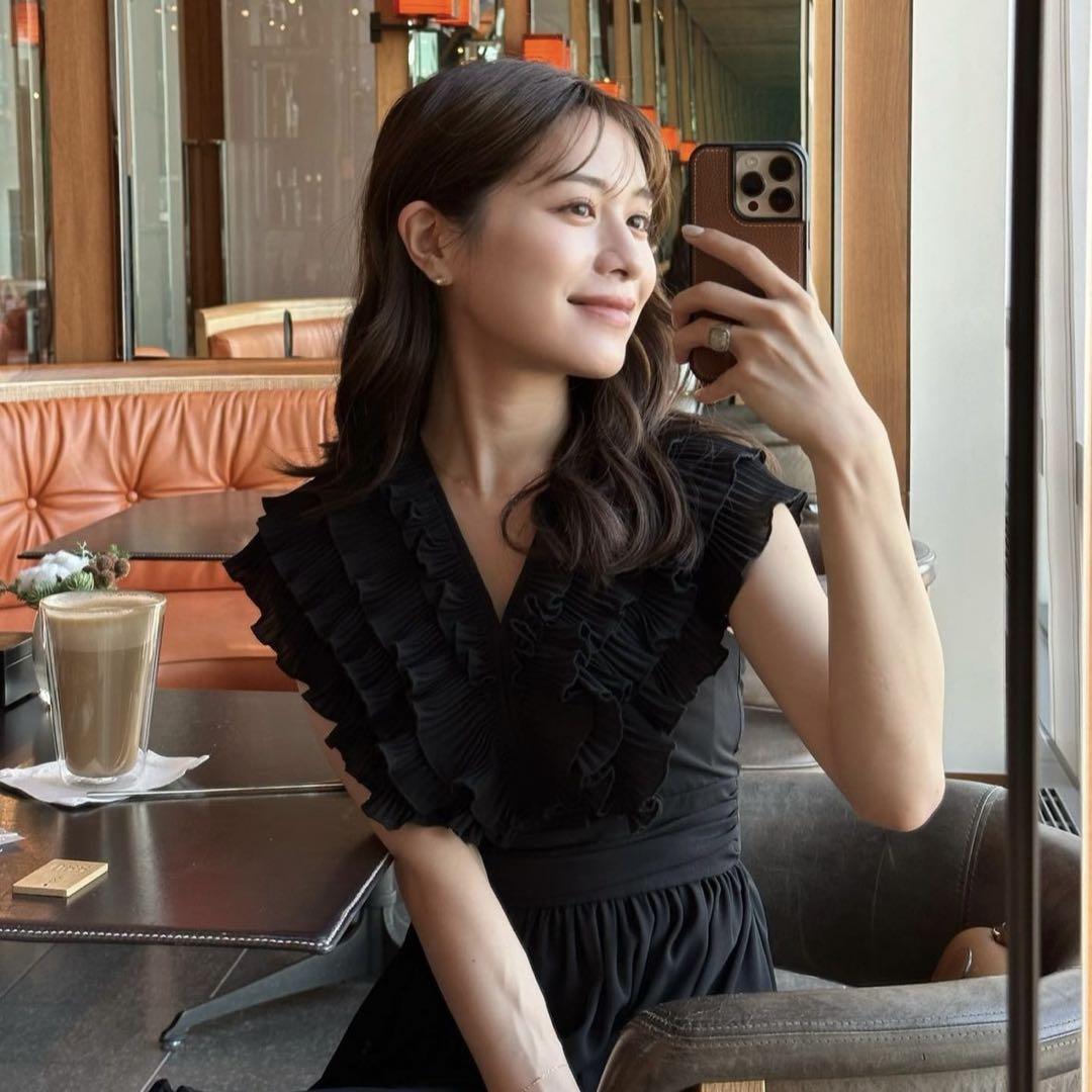 ワンピース laubeblanc PleatscollarChiffonDress