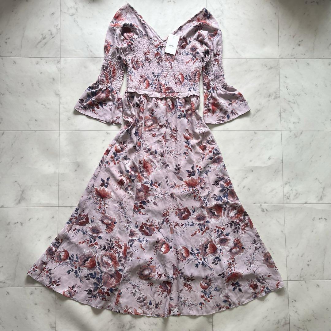 新品未使用タグ　shidel スナイデル　ロングワンピース　Aライン　花柄　0