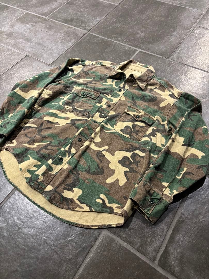 80s deerskin シャモア　カモフラージュ　ウッドランド　シャツ