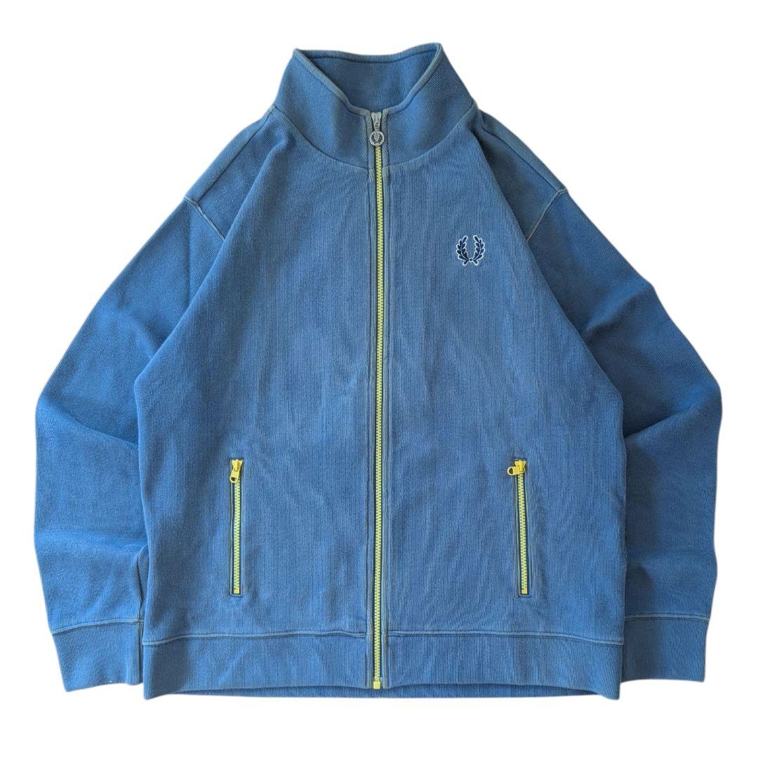 希少 フレッドペリー トラックジャケット L 80s 青 くすみブルー 刺繍ロゴ