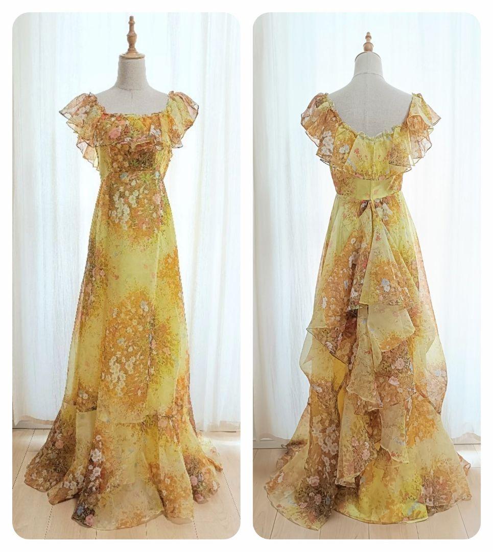 US古着 ユニオンメイド 花柄マキシドレス ウエディング ワンピース プレーリー