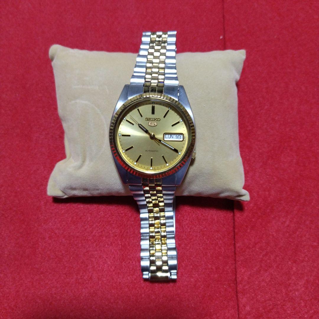 新品同様】 SEIKO セイコーファイブ 裏スケルトン コンビ