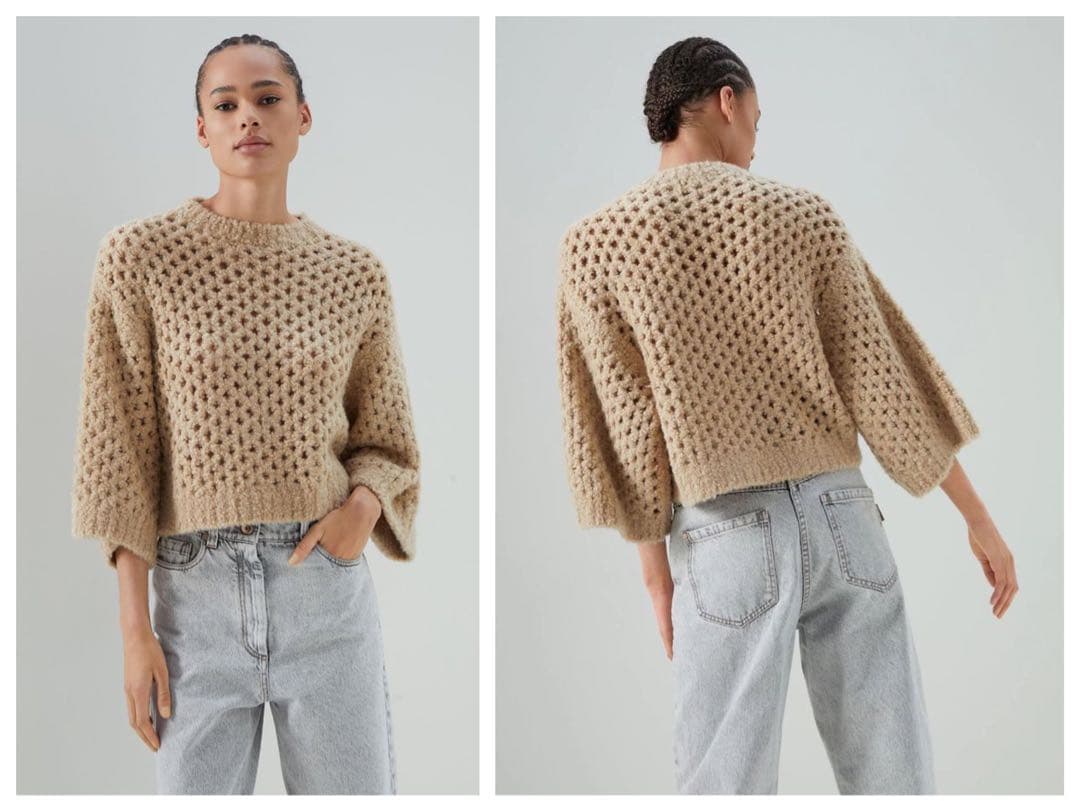 Q76★美品★22-23AW★極上キャメル＆シルクネットニット ブルネロクチネリ