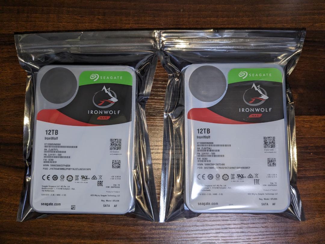 従来型磁気記録方式CMSEAGATE Ironwolf 12TB 2本セット