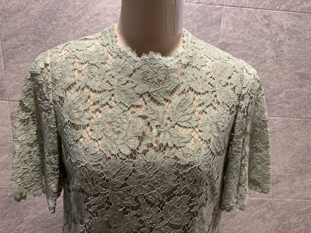 【90％OFFセール】ミントグリーン レース 半袖 ワンピース　超美品