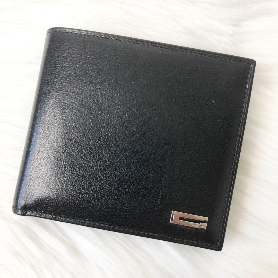 極美品】GUCCI 二つ折り財布 G金具 Gロゴ コンパクト ウォレット