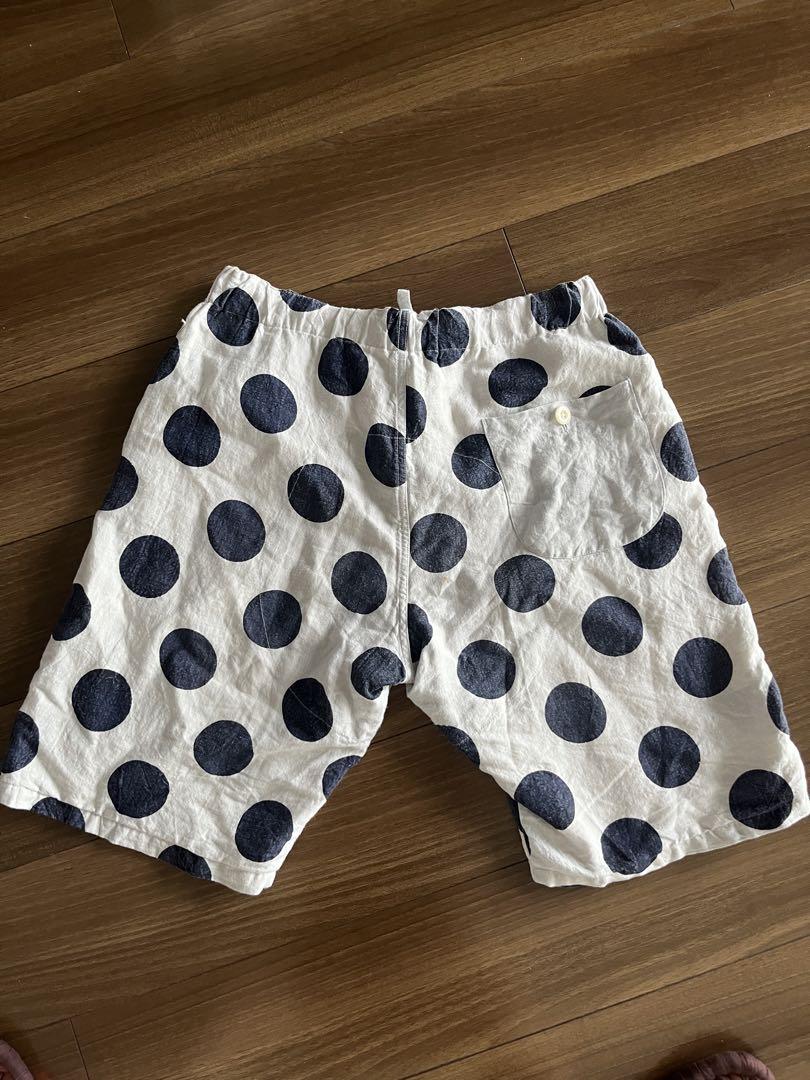快晴堂　麻　ブルードット　ショートパンツ
