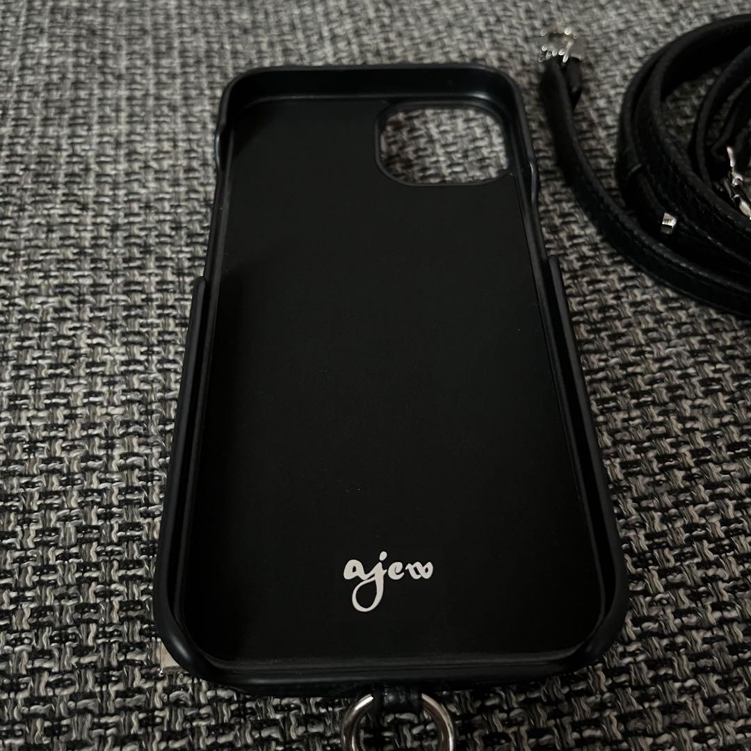 ajew iPhone13 ストラップ付き　黒　ブラック　iPhoneケース
